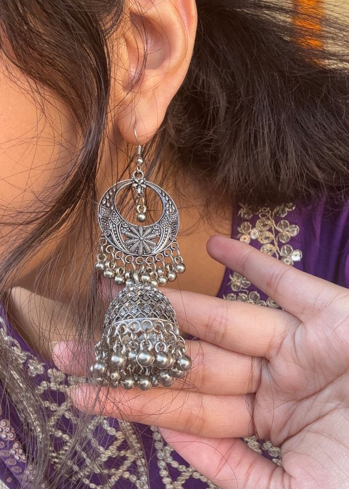 Silver Jhumkas