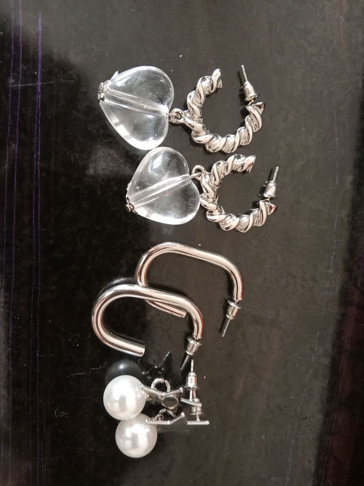 Combo Of Contemporary Silver Earrings