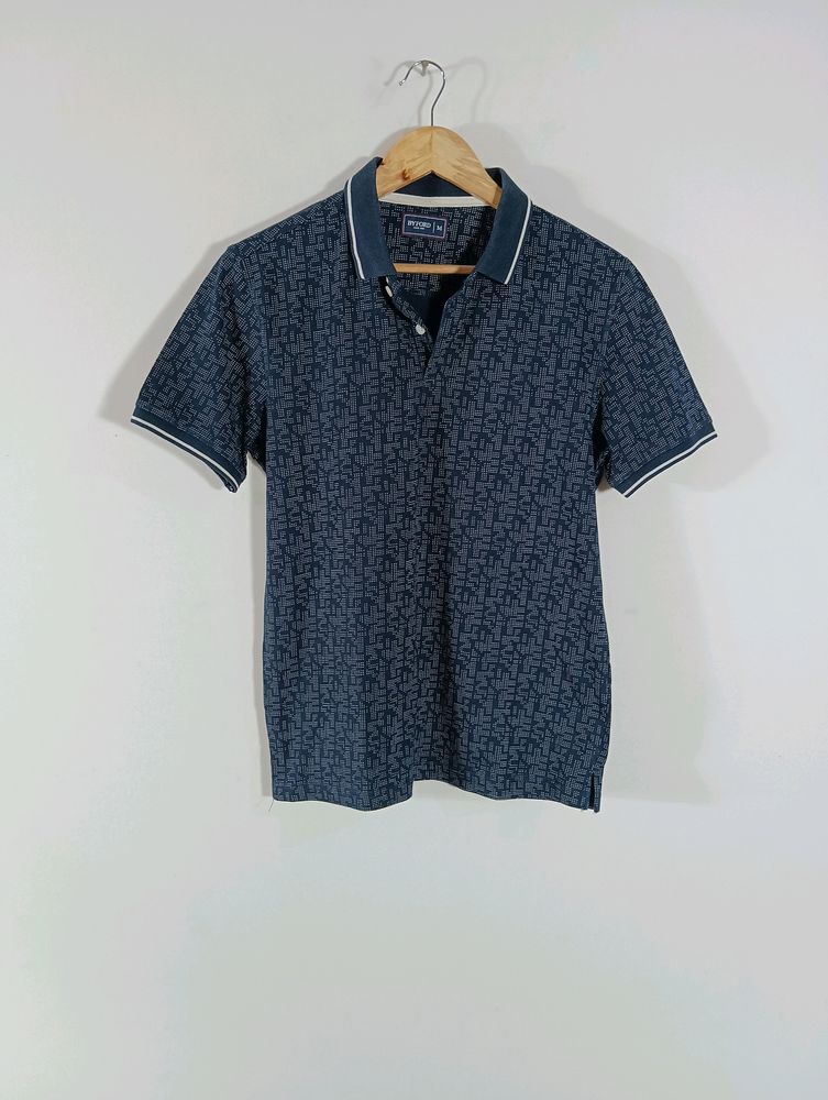 Blue Printed Casual T-Shirt (Men)