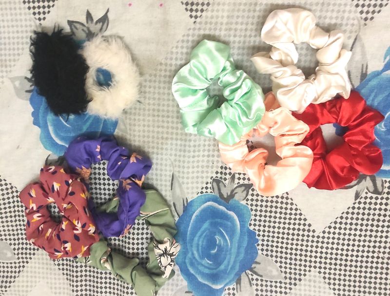 8scrunchies,2bows,1hairclip