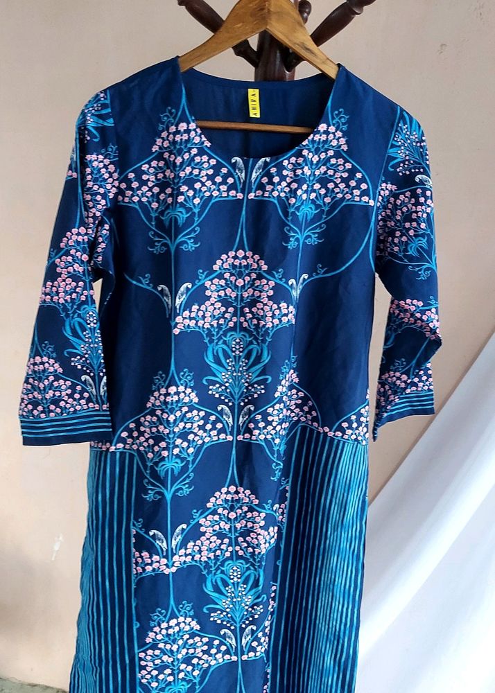 Ahika Navy Blue Printed Kurti, L Size