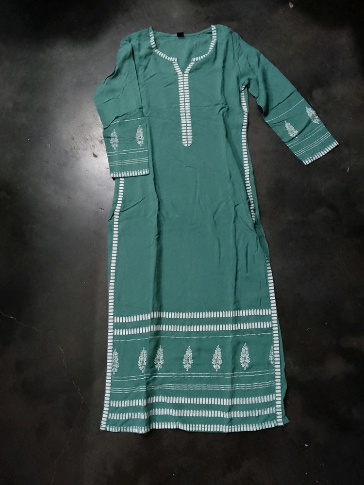 Sea Green Straight Kurta For Women