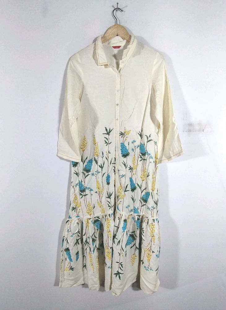 Off White Floral Print Dress (Women's)