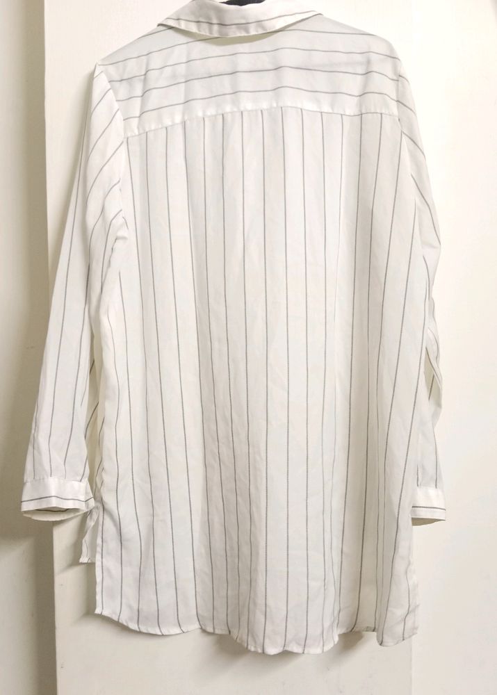 Women Striped White Shirt