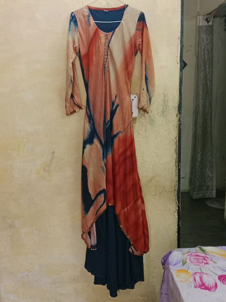 Stylish Multicolour Up & Down Gown