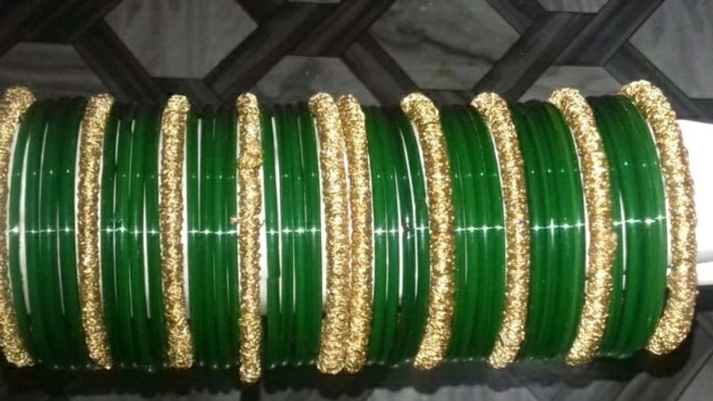 Green & Gold  bangles set ,