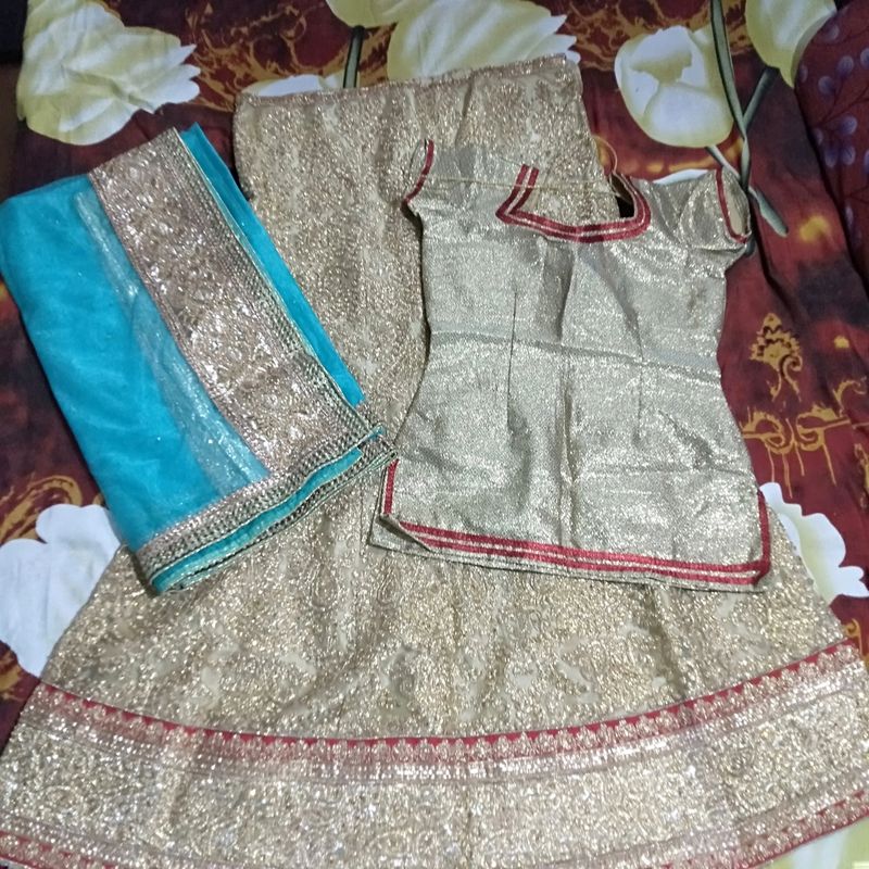 Golden Lehenga Choli With Dupatta