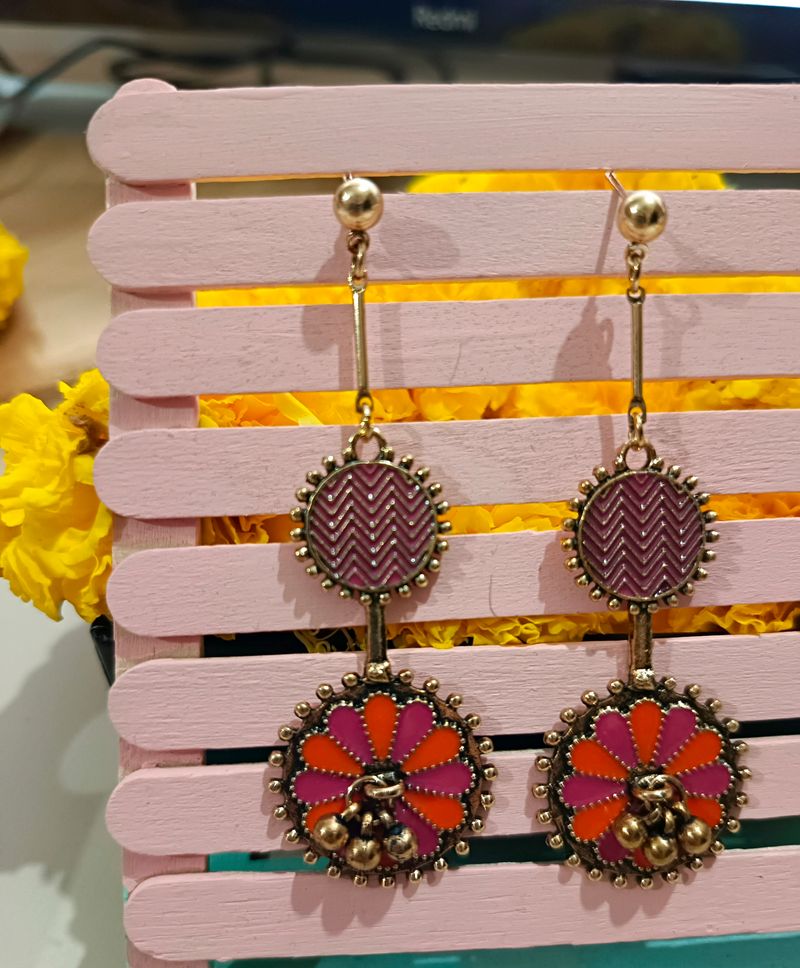 Gold Plated Dual Colored Earrings