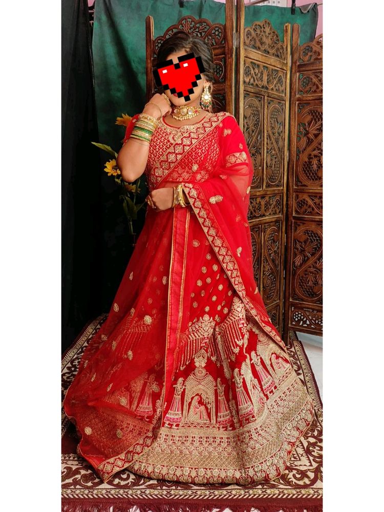 Royal Red Velvet Bridal Lehenga Set