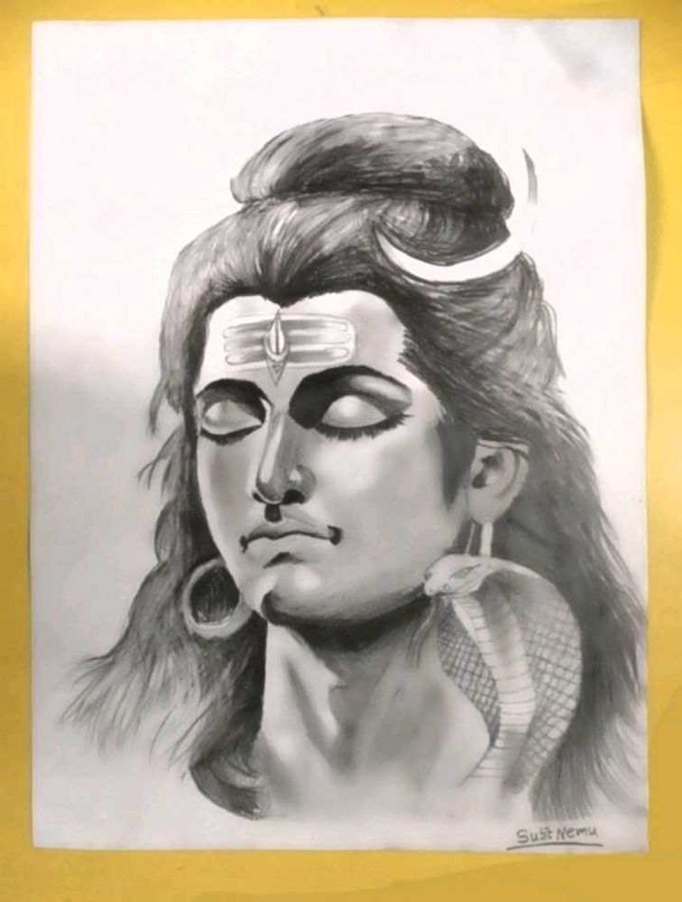 Shiv ji Pencil Scatch