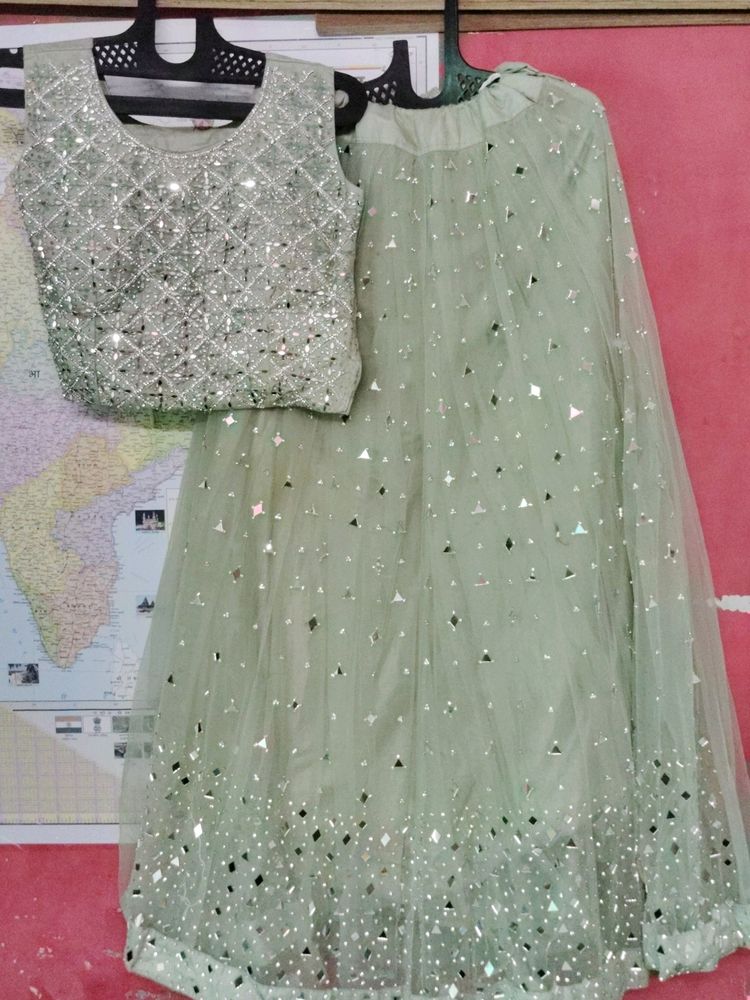 Fancy Olive 🫒 Green Lehenga Choli And Dupatta