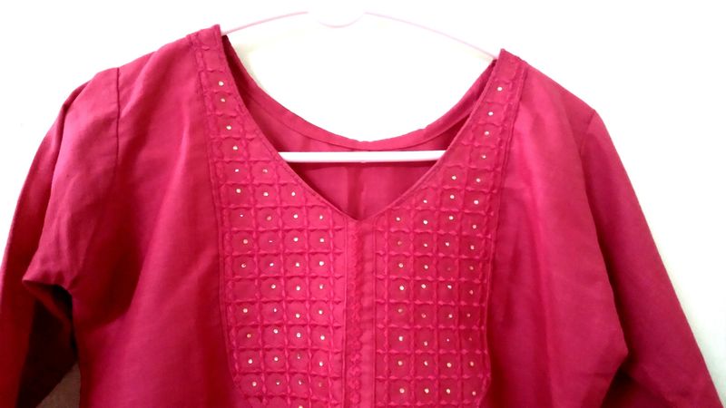 Long Hot Pink Color Kurti