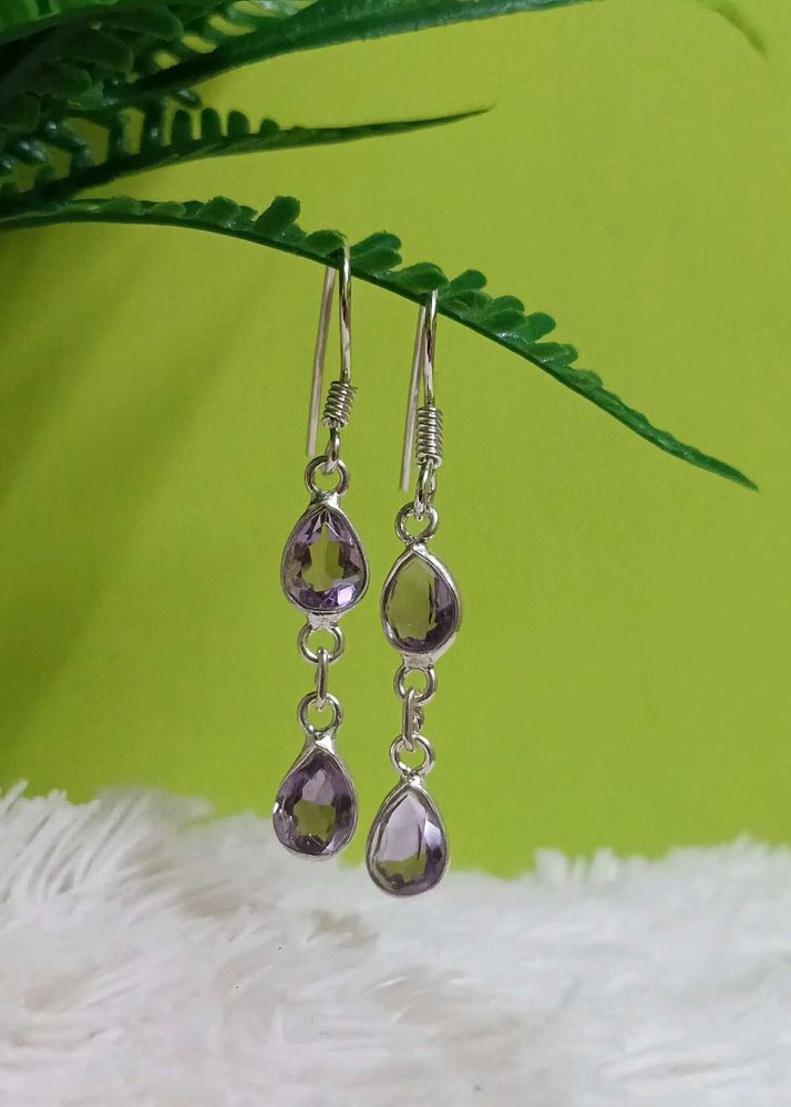 Pure Sterling Silver With Amethyst Dangle