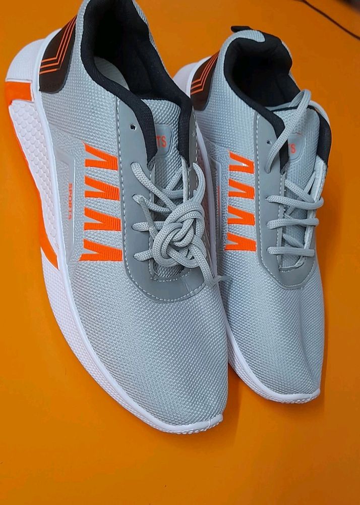 Sports Men Sneakers (Grey Orange)FK999