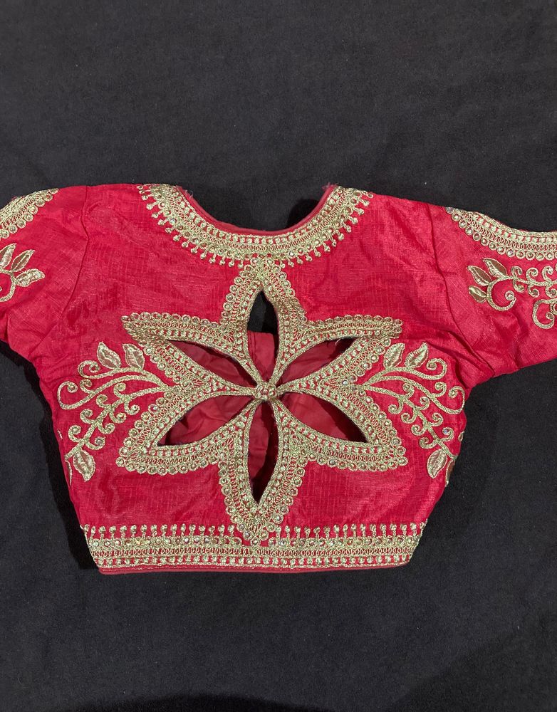 Red colour embrodered blouse