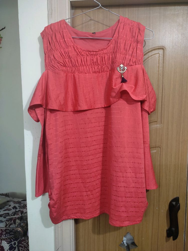 Neon Red Color Top XXL size