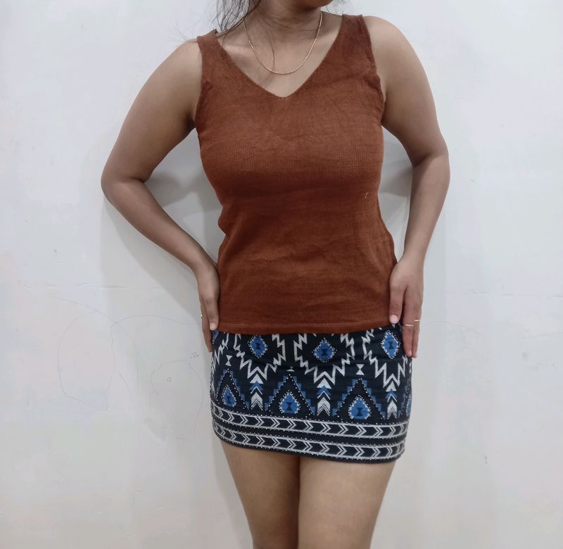 Brown Knitted Top