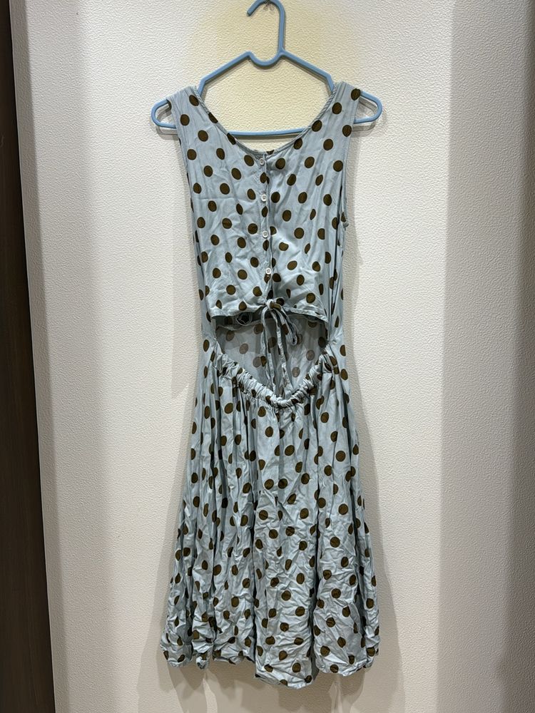 Sky Blue Dress With Front Cut