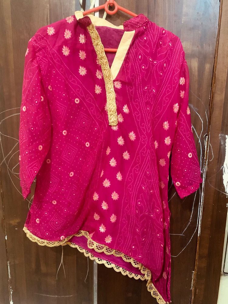 Asymmetrical Bandhej Kurta