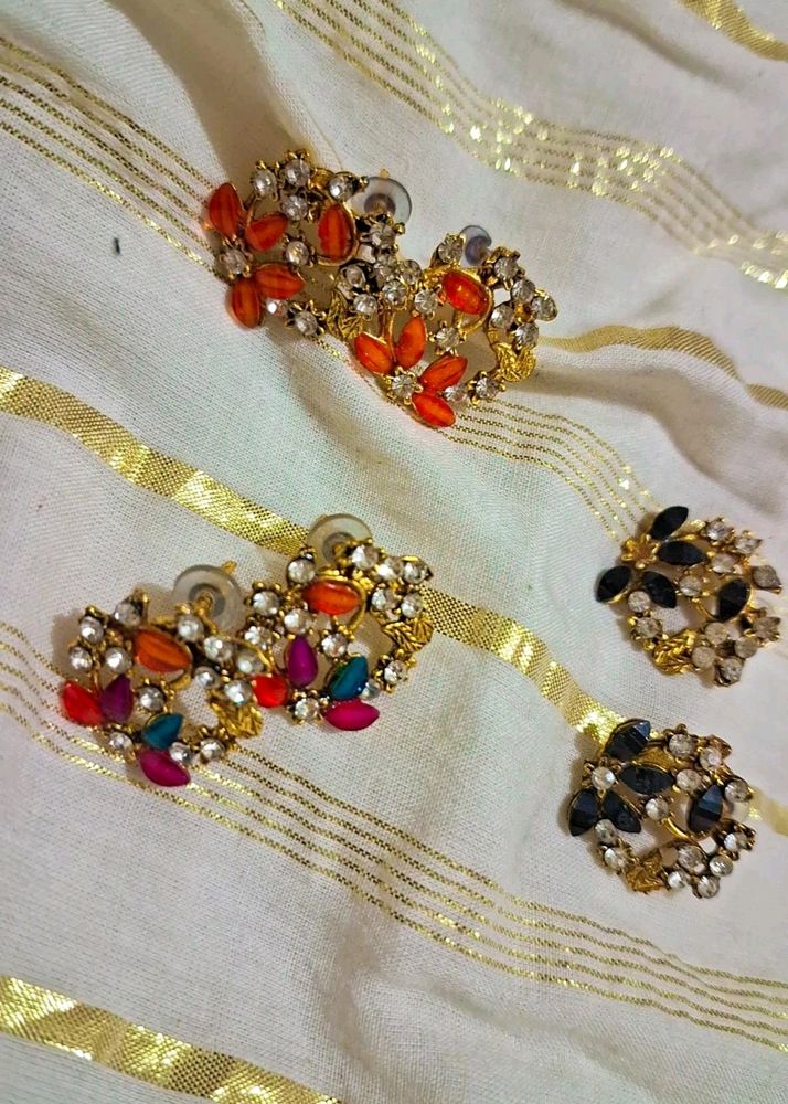 Small Sturds  Combo Of 4 Beautiful  Earings