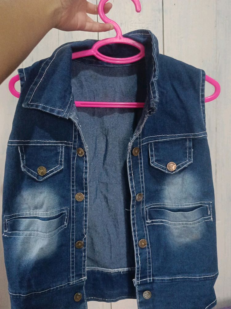 Half Denim Jacket Cum Shirt