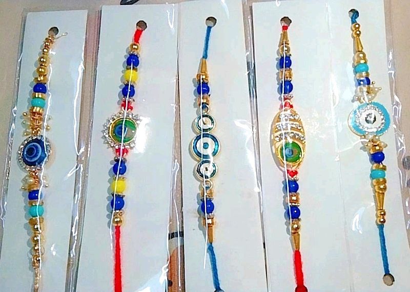 Pack Of 5 Stone Rakhi Set