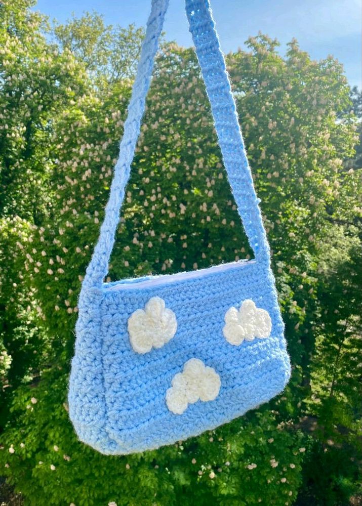 Cloud Blue Crochet Bag