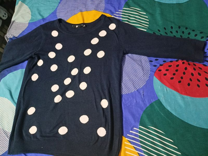 BLUE WITH WHITE DOT TOP