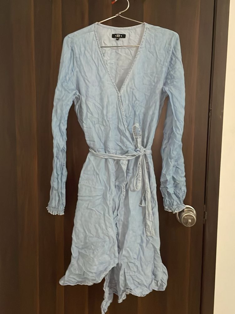 Short Wrapped Denim Dress