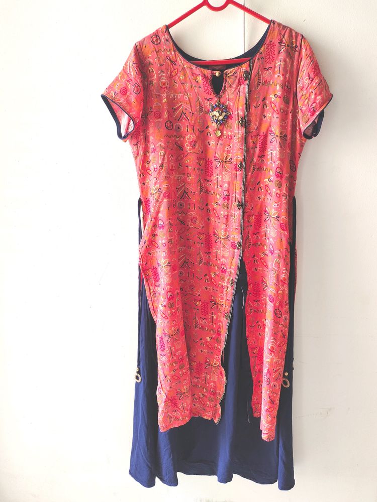 Kurta With Nevy Blue Plazoo