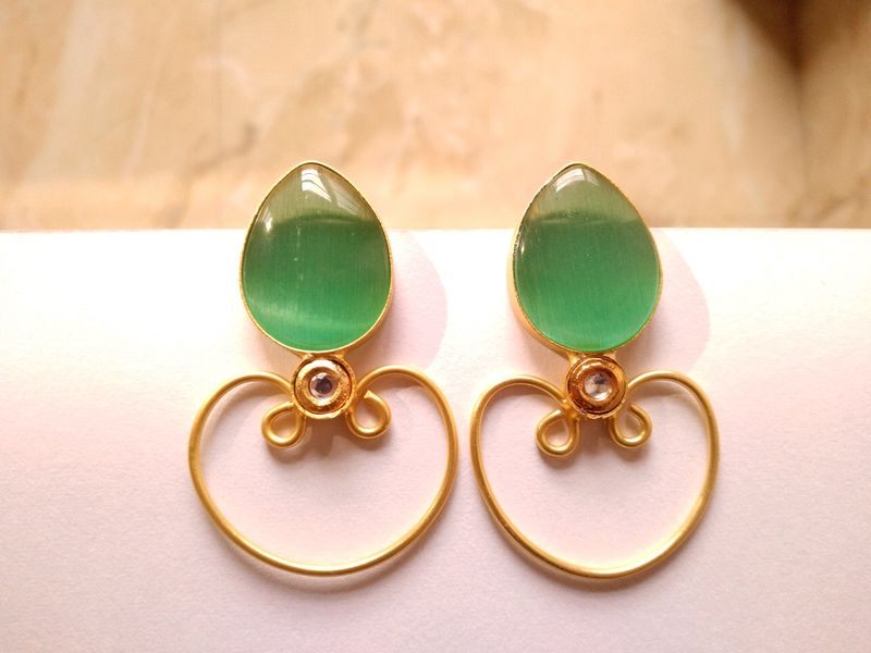 Sea Green Brass Earrings