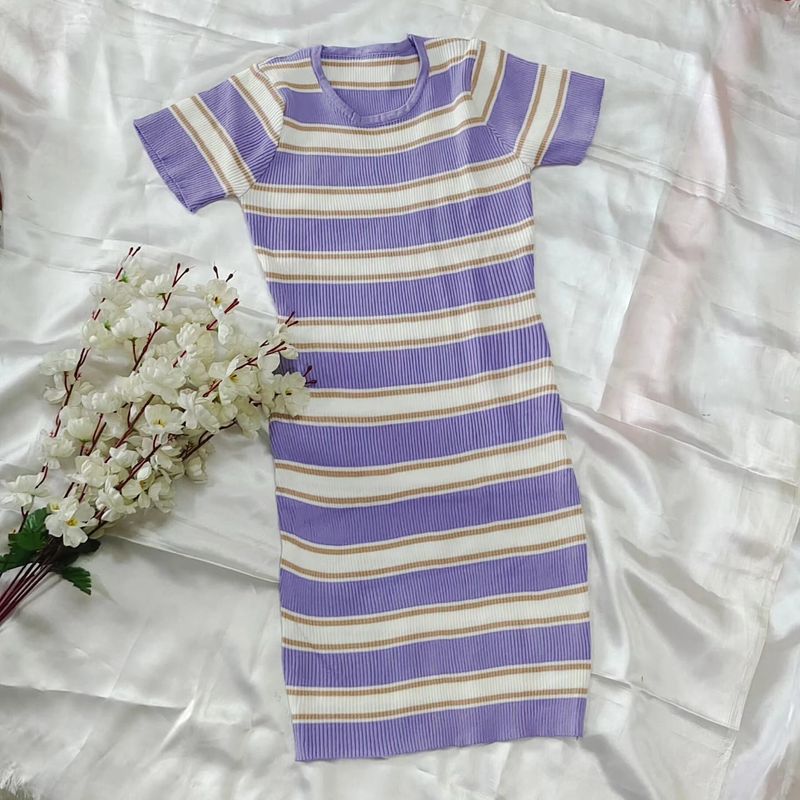 Lavender stripped bodycon dress