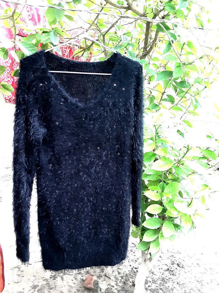 GOTHIC ⚫️ 🐈‍⬛️ BLACK SEQUIN Fur BODYCON DRESS 👗