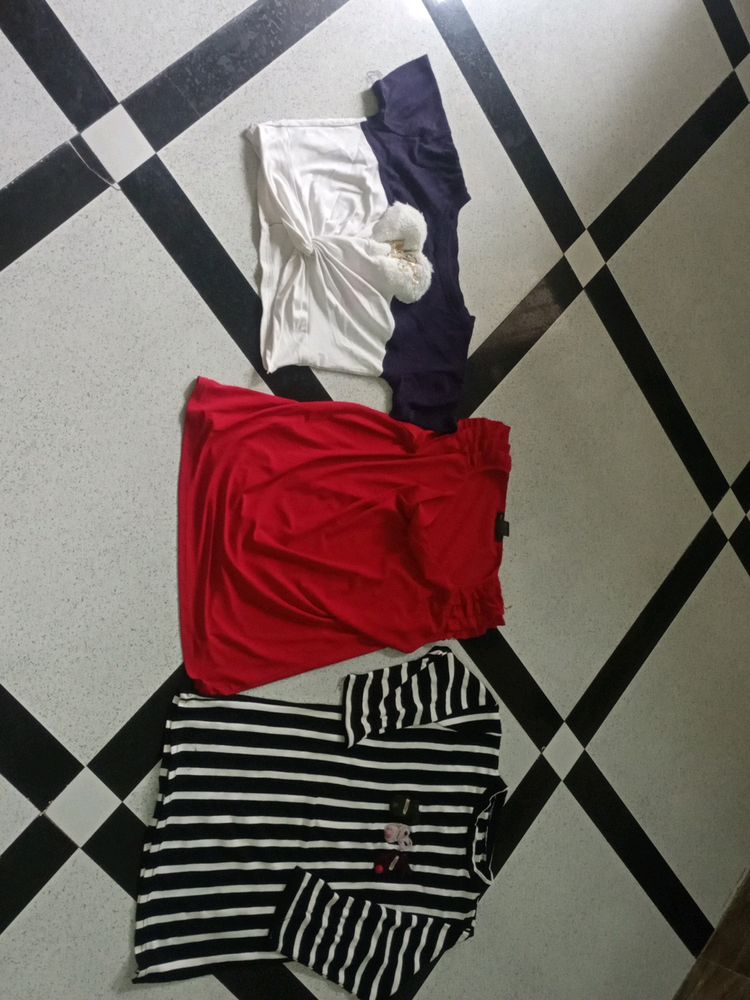 Pack Of 3 Tshirt (Black, White,Red)