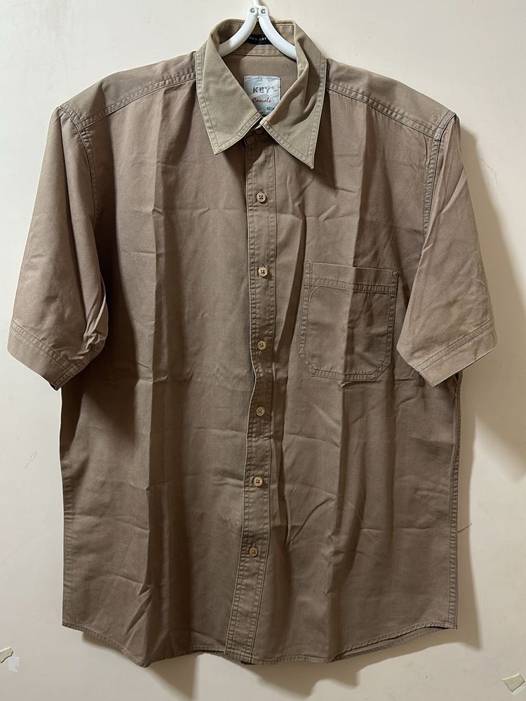 Oversized Beige Formal Shirt