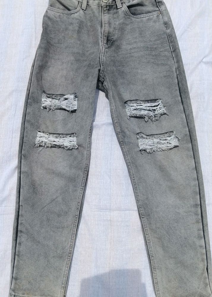 Women Grey Cotton Jeans