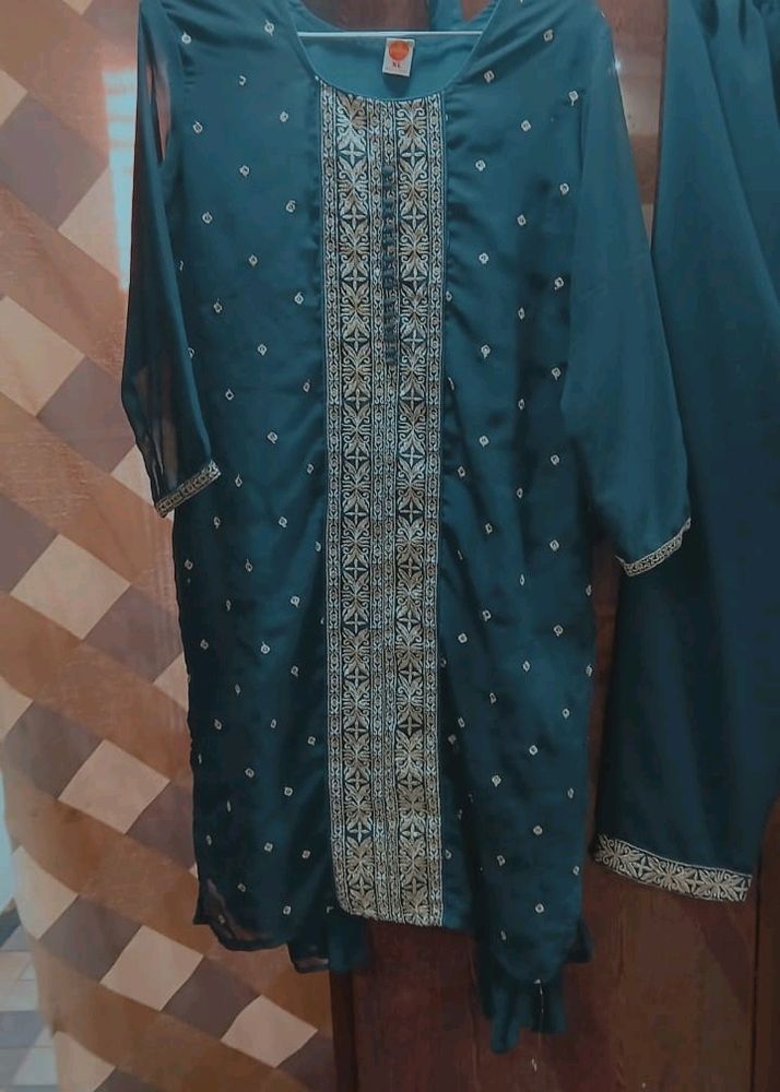 Dark Green Suit Set With Dupatta