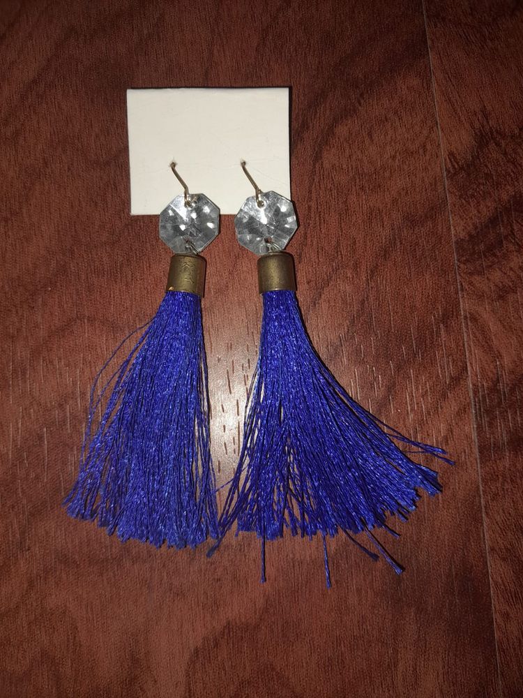 Blue Treat Tassel Earrings