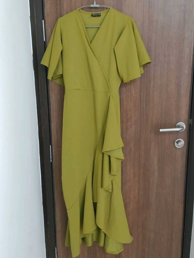 Women Bodycon A-line Dress Olive Green Colour