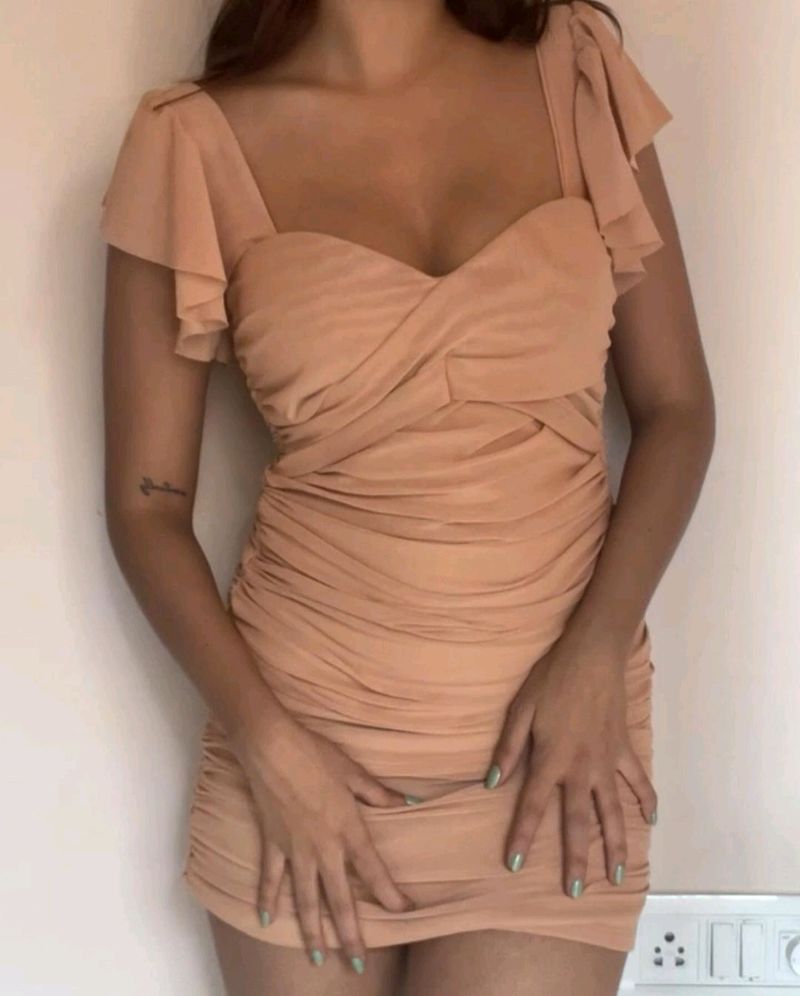 Nude 🪐Ruffle Bodycon Dress