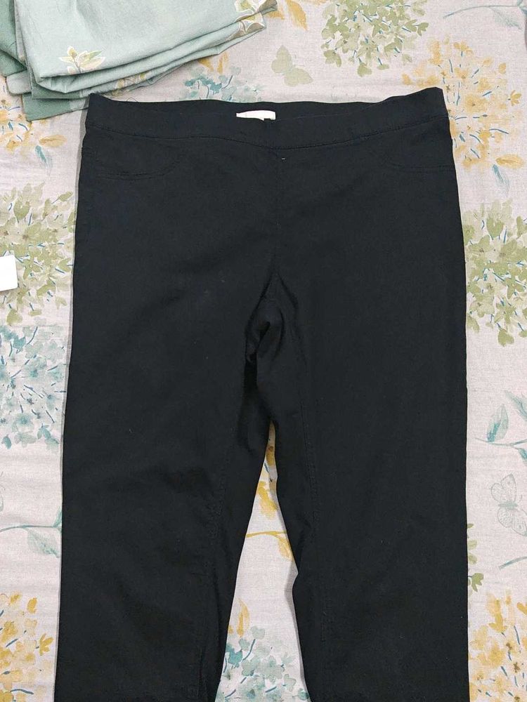 Black Slim Fit Cotton Pants