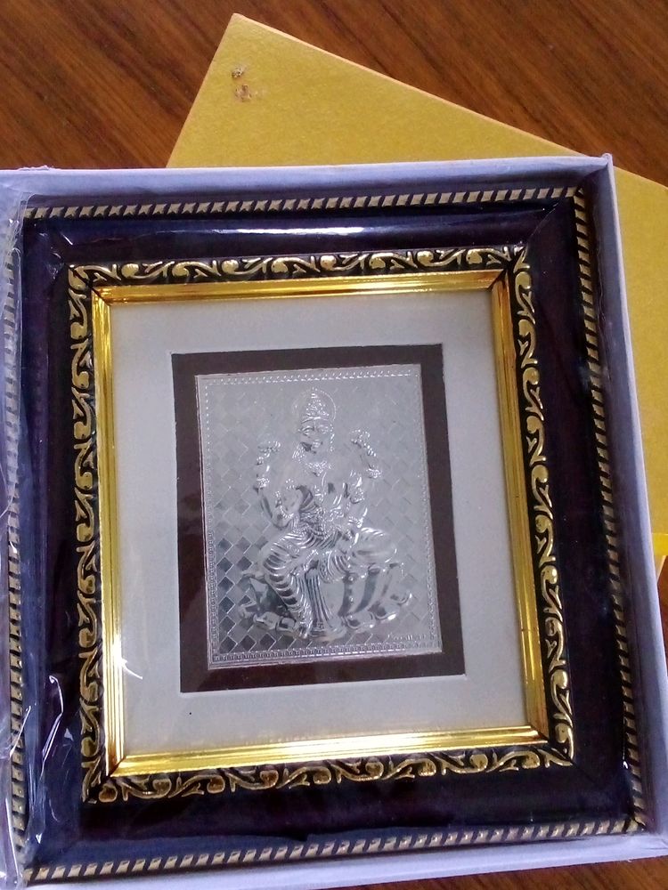 Pure Silver Durga mata With Picture Frame