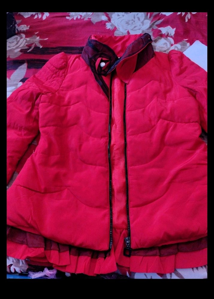 Red Beutiful Jacket With Designer Neck