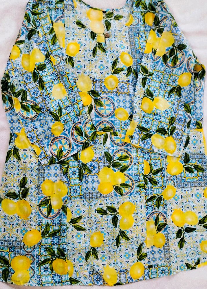 Lemon Short Kurti For Women