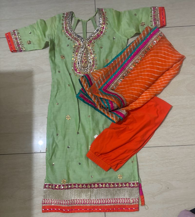 Designer Gota Patti Kurta Set With Duppata