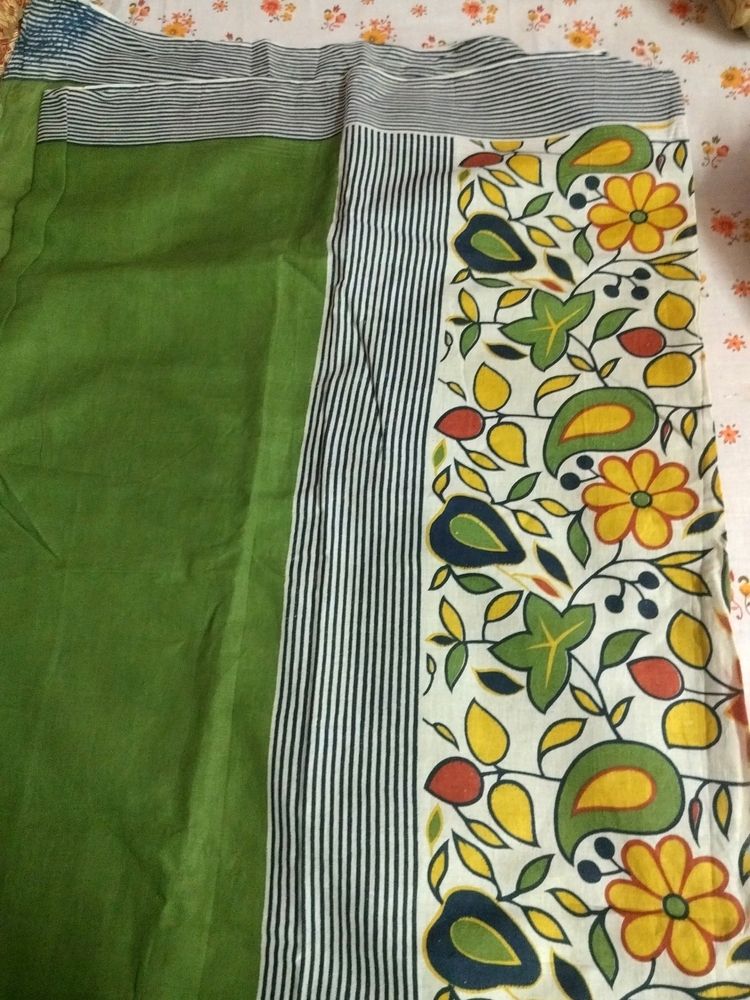 Pure Cotton Saree With Patali Pallu And Sleek Bor