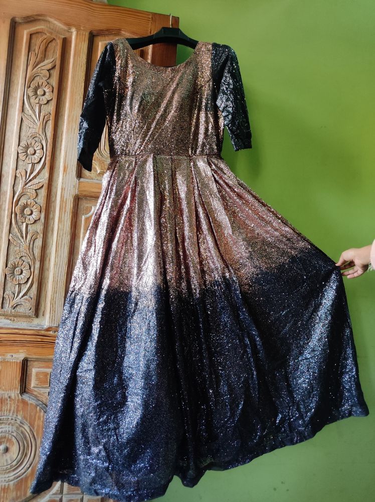 Shimmer Evening Gown Black And Copper Combo