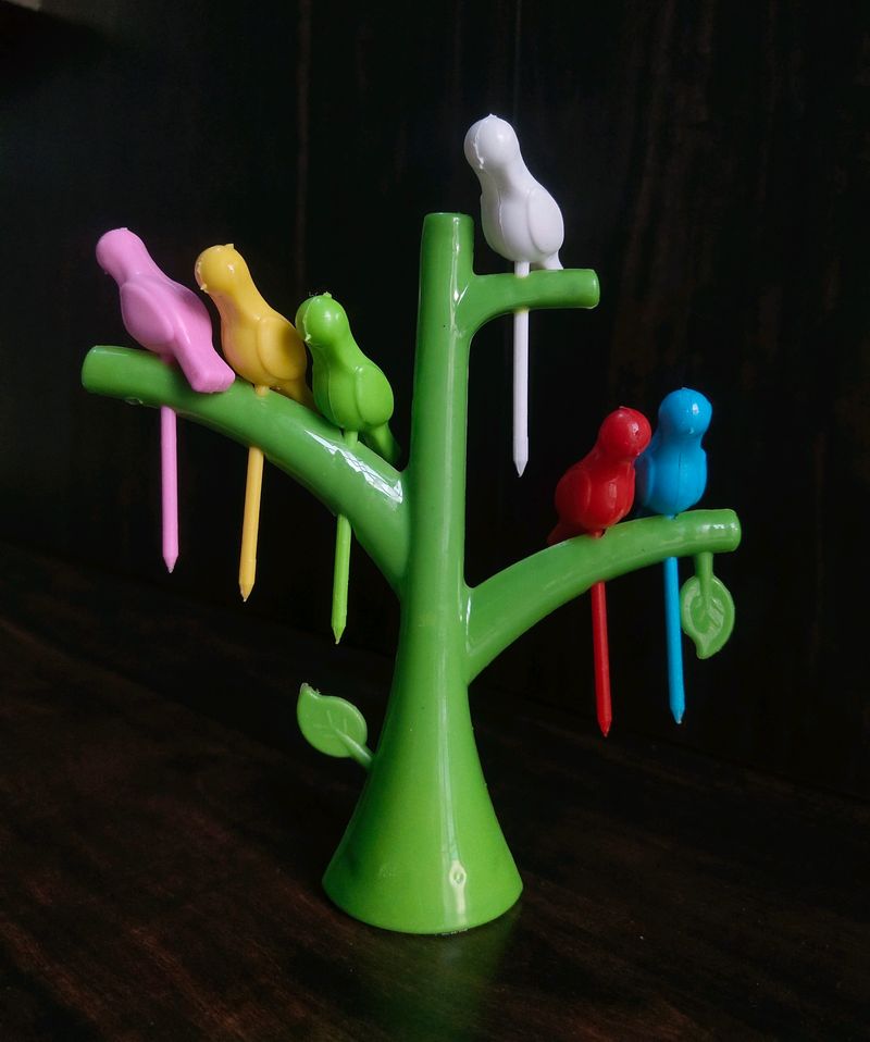 Plastic Fruit Fork with Stand