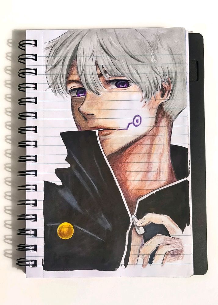 Anime characters portrait on normal notebook pages