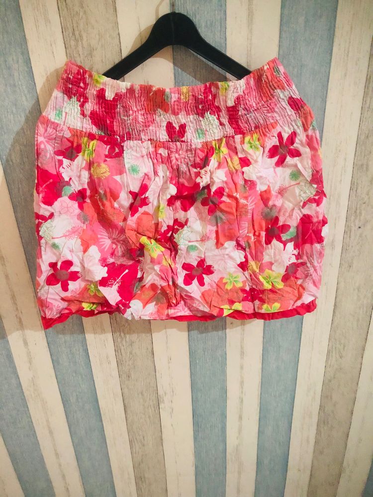 High waist mini floral skirt